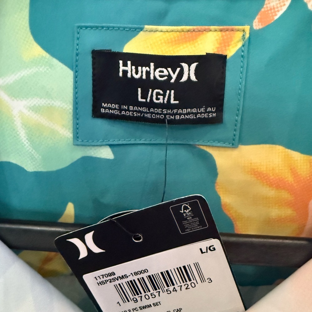 Hurley Aqua Floral Men's Board Shorts - Picture 7 of 14